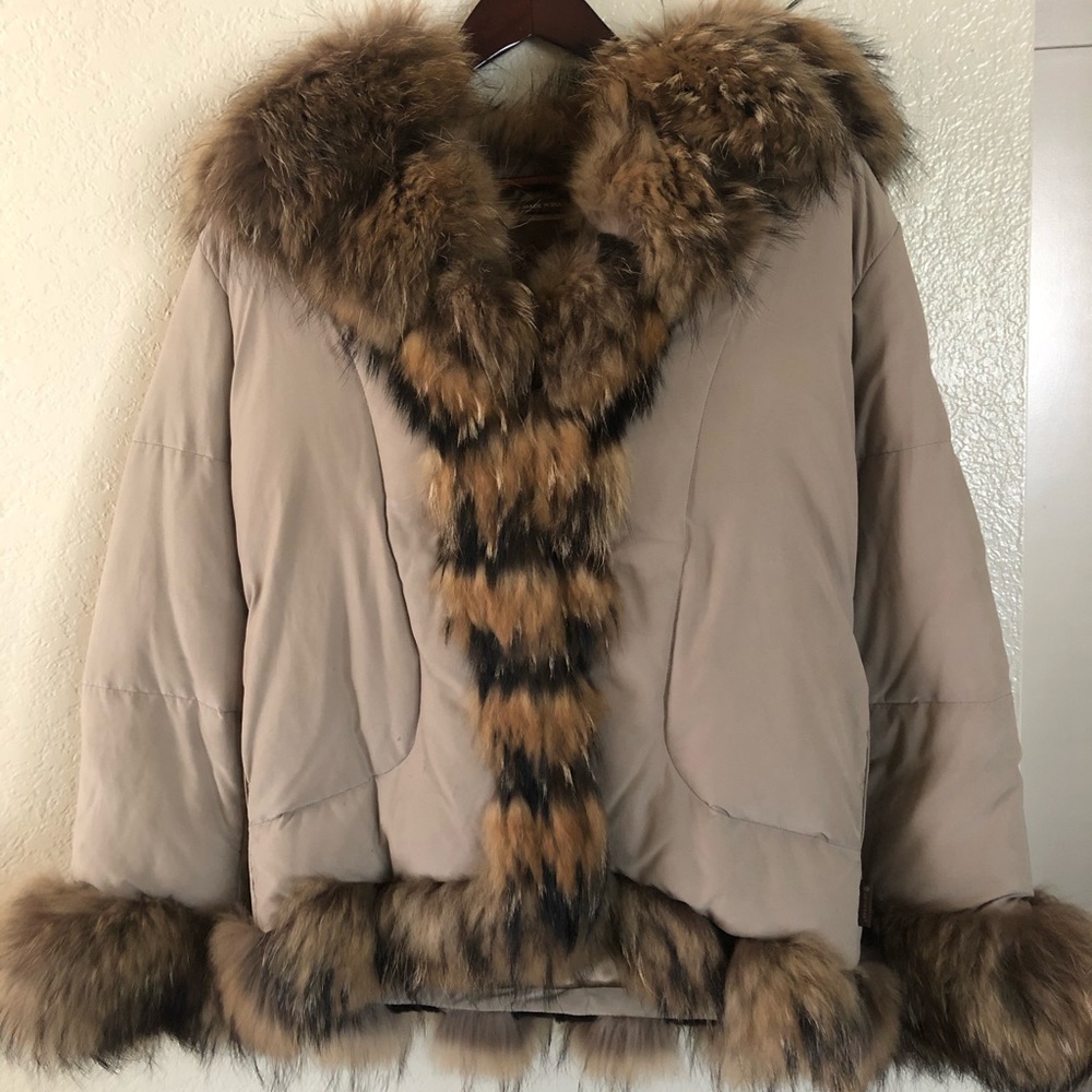 Moncler Down Coat with Fur Collar